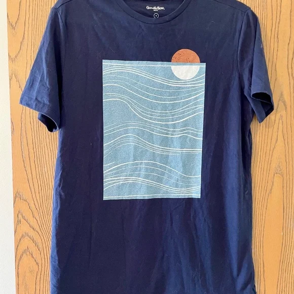 T-shirt Homme Goodfellow Marine Bleu - Motif Plage & Vagues - Taille M